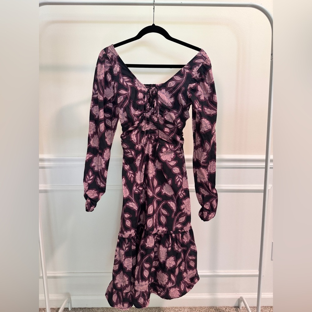 Tart Long Sleeve Floral Dress in Pink, Purple, and Black